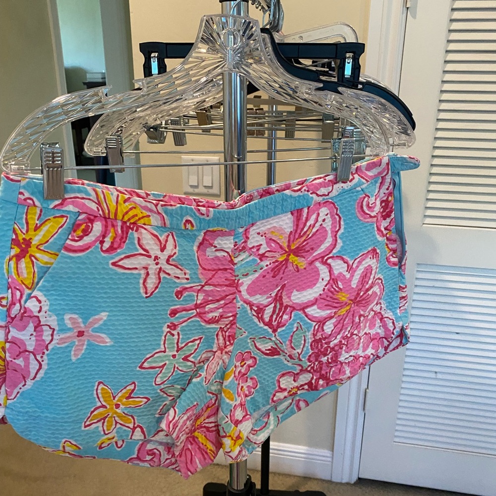 Lilly Pulitzer Vibrant Floral Shorts in Pink and Blue